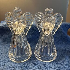 Vintage Bleikristall Crystal Angel Candlestick Holders